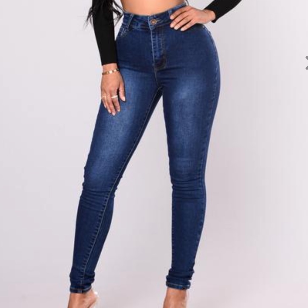 Fashion Nova Dark Blue High Waisted Skinny Jeans